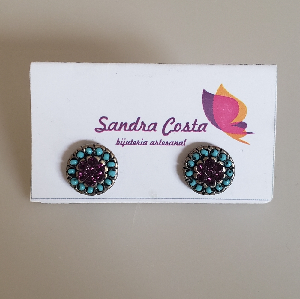 NWT Sanda Costa ladies beaded crystal earrings - Picture 2 of 6